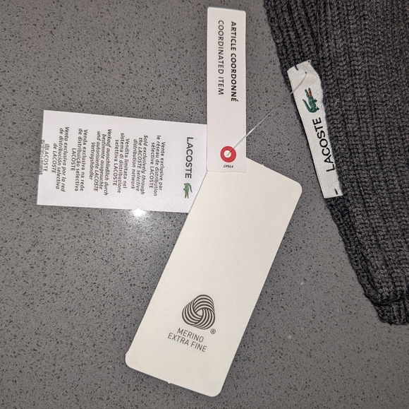 LACOSTE 100% Merino Wool Scarf, Grey - Picture 4 of 6